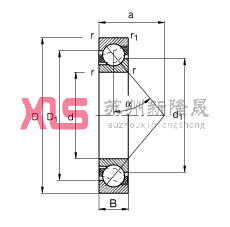 ǽӴ 7211-B-TVP,  DIN 628-1 ׼Ҫߴ磬Ӵ  = 40